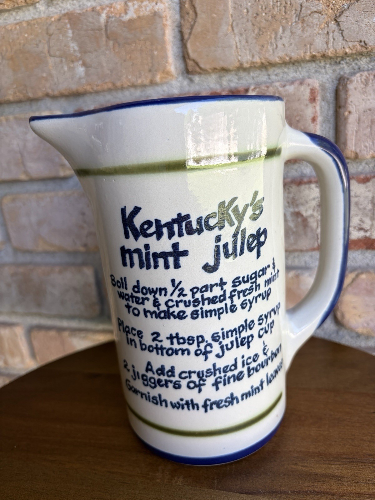 Louisville KY Pottery Stoneware Mint Julep Pitcher USA 36oz EUC