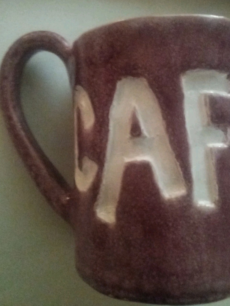 Folk Art Pottery Mug “CAFFIEND “Signed For The Serious Coffee Drinker