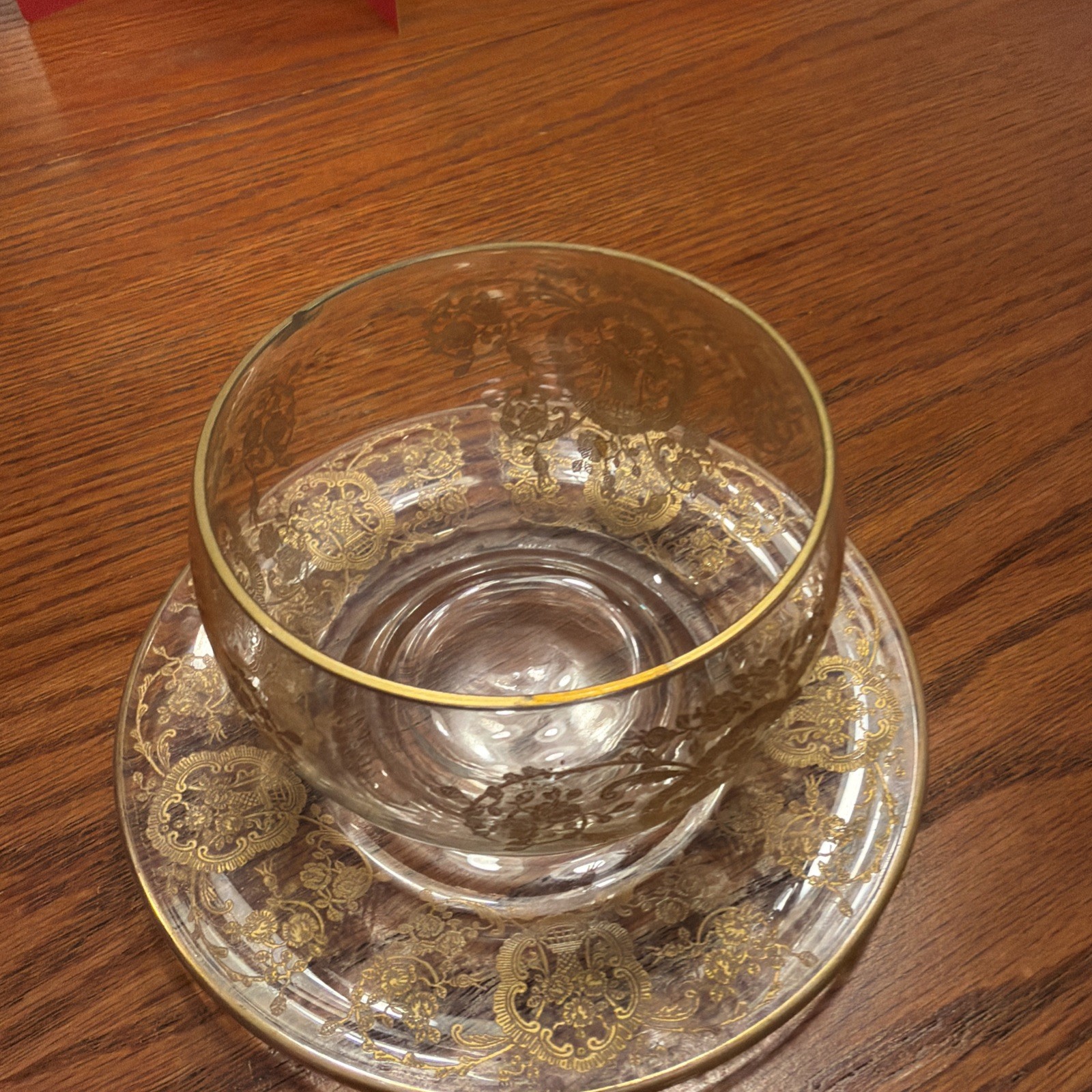 Lotus Bridal Banquet Gold Encrusted Bowl & Liner.Chip OnCup See Picture 4&7.