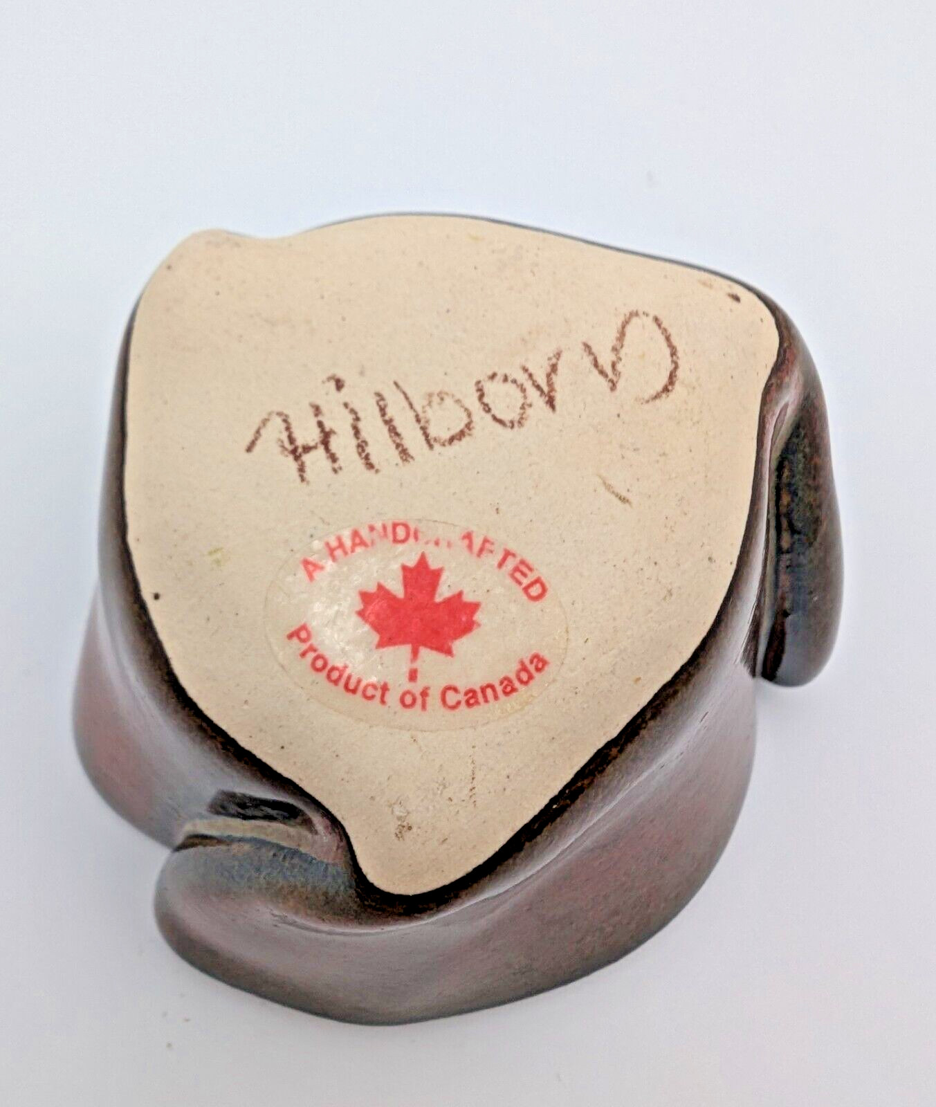Hilborn Canada Art Pottery Pinched Bowl /Trinket Dish Handcrafted-Signed & Label