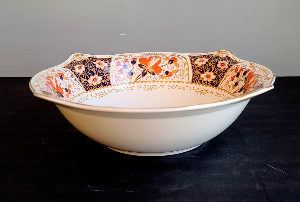 Rutland Johnson Bros Vegetable Bowl Cobalt Blue Rust / Gold Floral 9 1/4″ wide