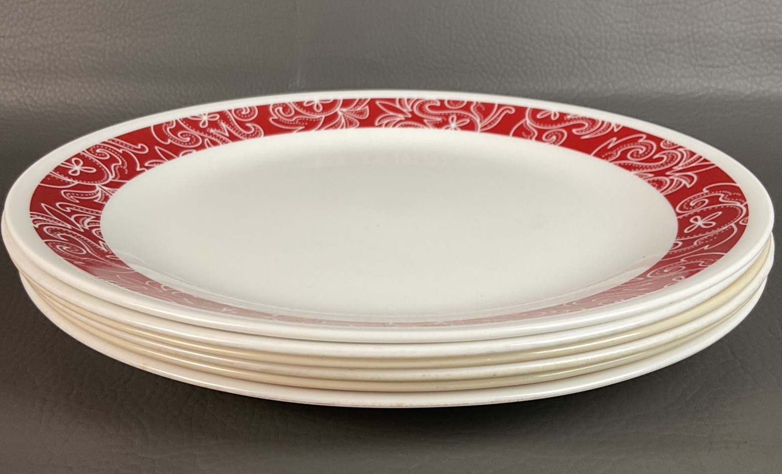 Lot of 8 Mixed Corelle Dinner Plates ~ 6 Different Patterns 10 1/4″
