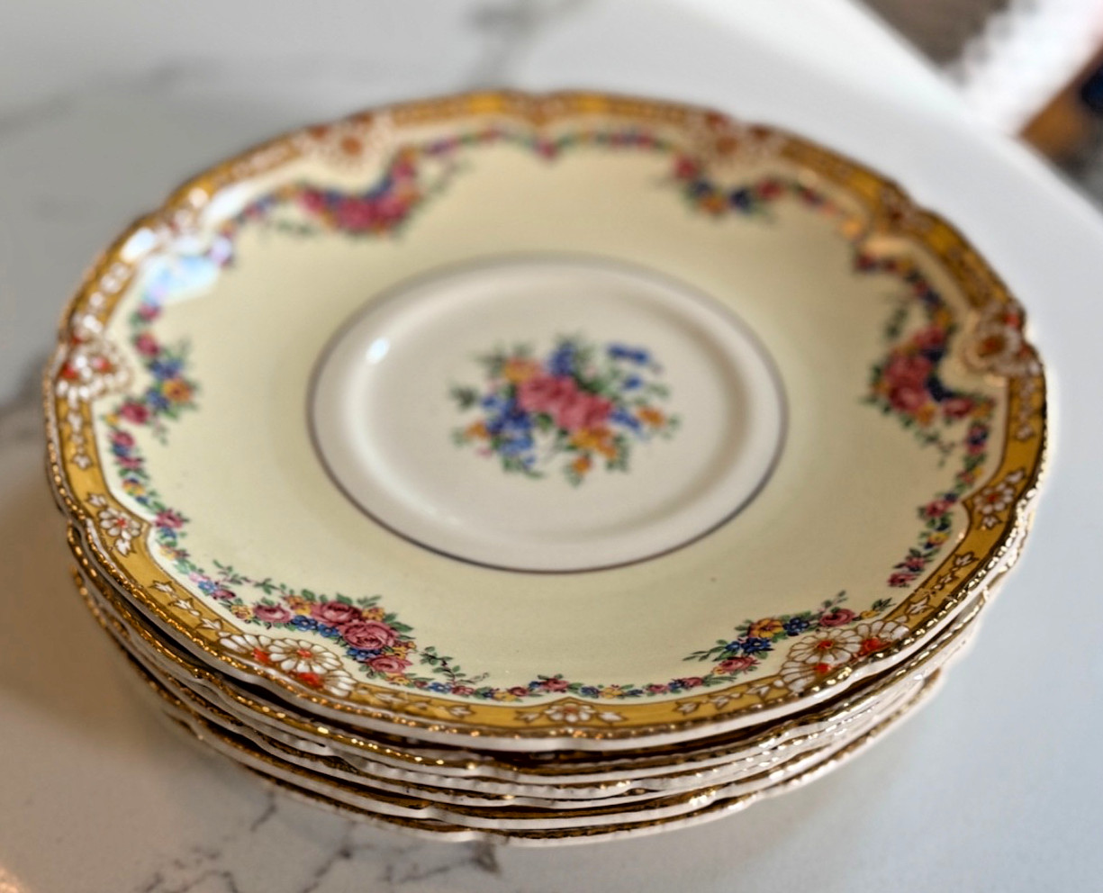 John Maddock & Sons-Royal Ivory- “Henley” Set of 2 Bread Plates Floral Antique