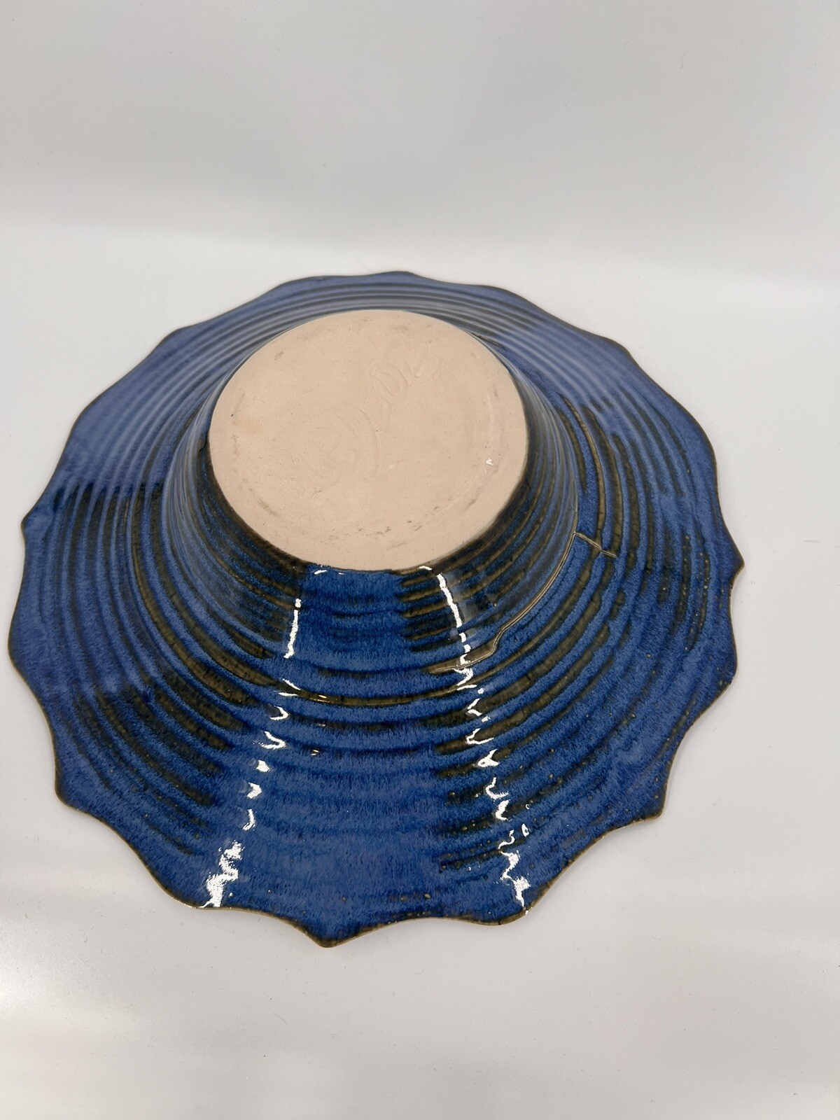 Ken Bledsoe Studio Art Pottery Decorative Large Blue Bowl North Carolina Signed