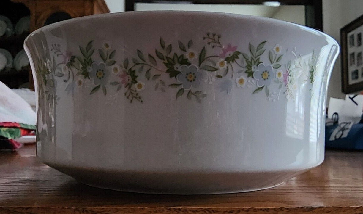 Forever Spring Vegetable Bowl 7 1/2″ Round Haviland Bavaria White Blue Platinum!