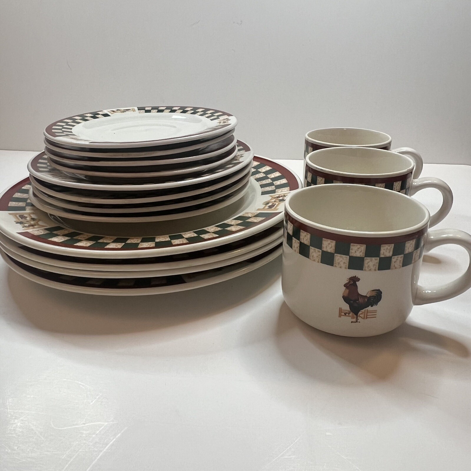 Vintage Betty Crocker Country Inn Collection Stoneware Dish Set Rooster 15 Piece