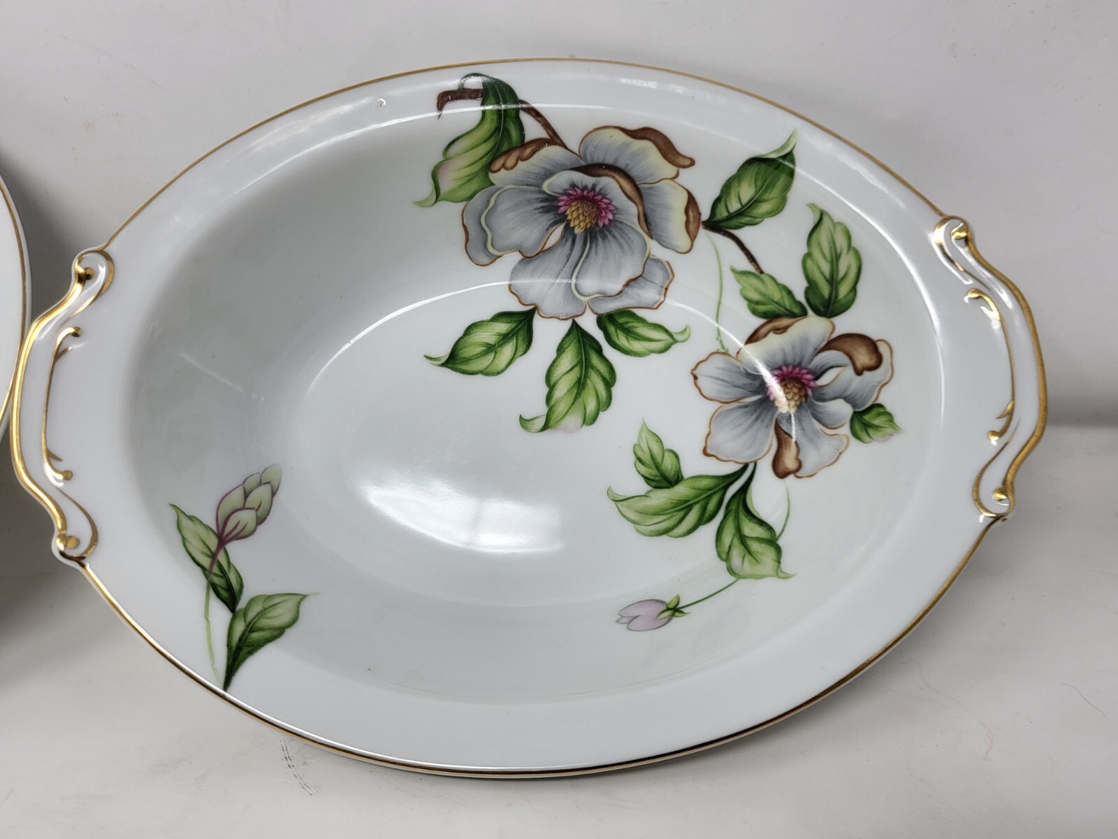 Lot of Two Roselyn Dogwood Vegetable Serving Bowls-One 9″ Round, One 11.25″ Oval