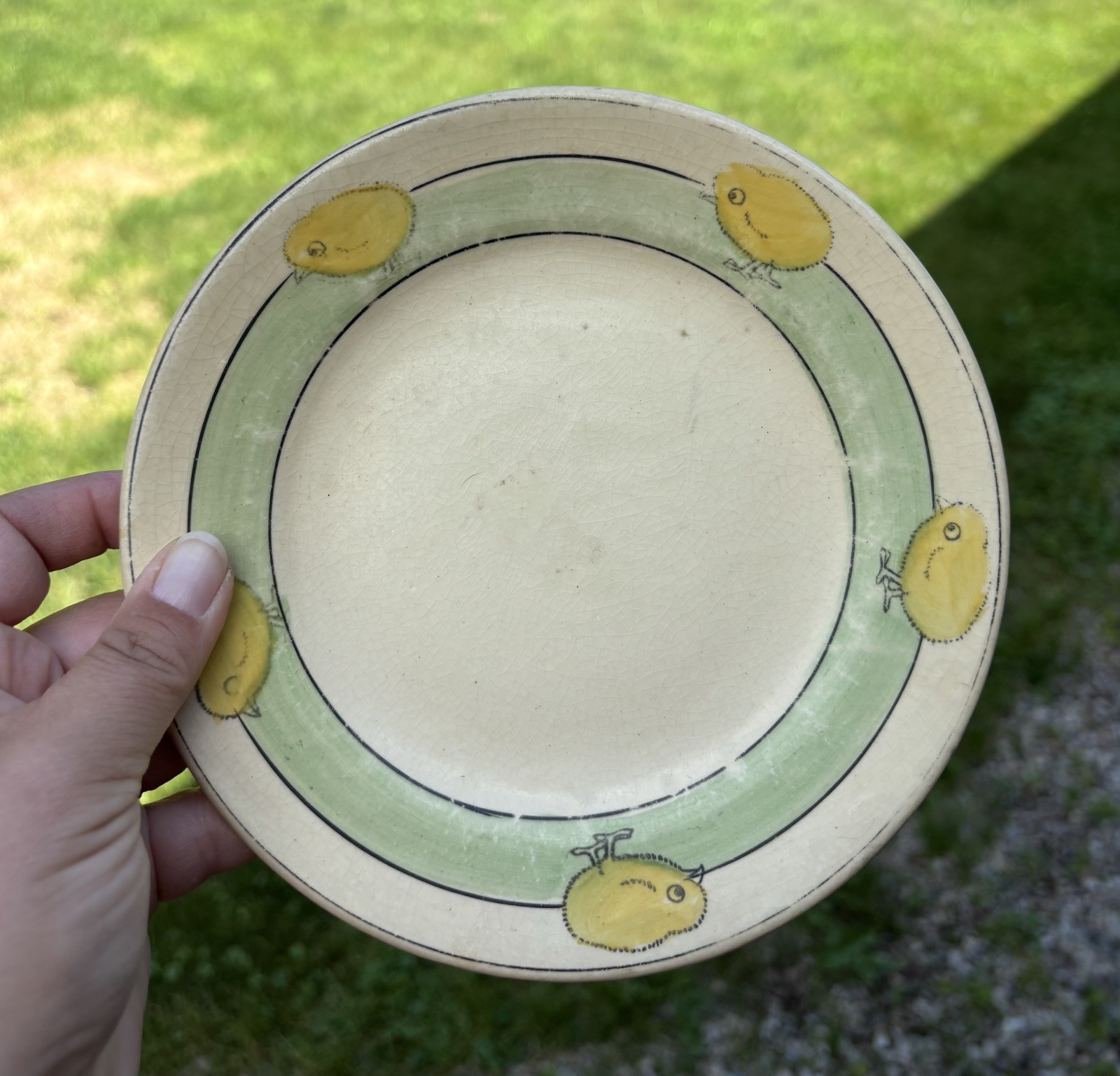Roseville Juvenile Pottery Early Baby Chick Creamer And Saucer 1910s Child’s