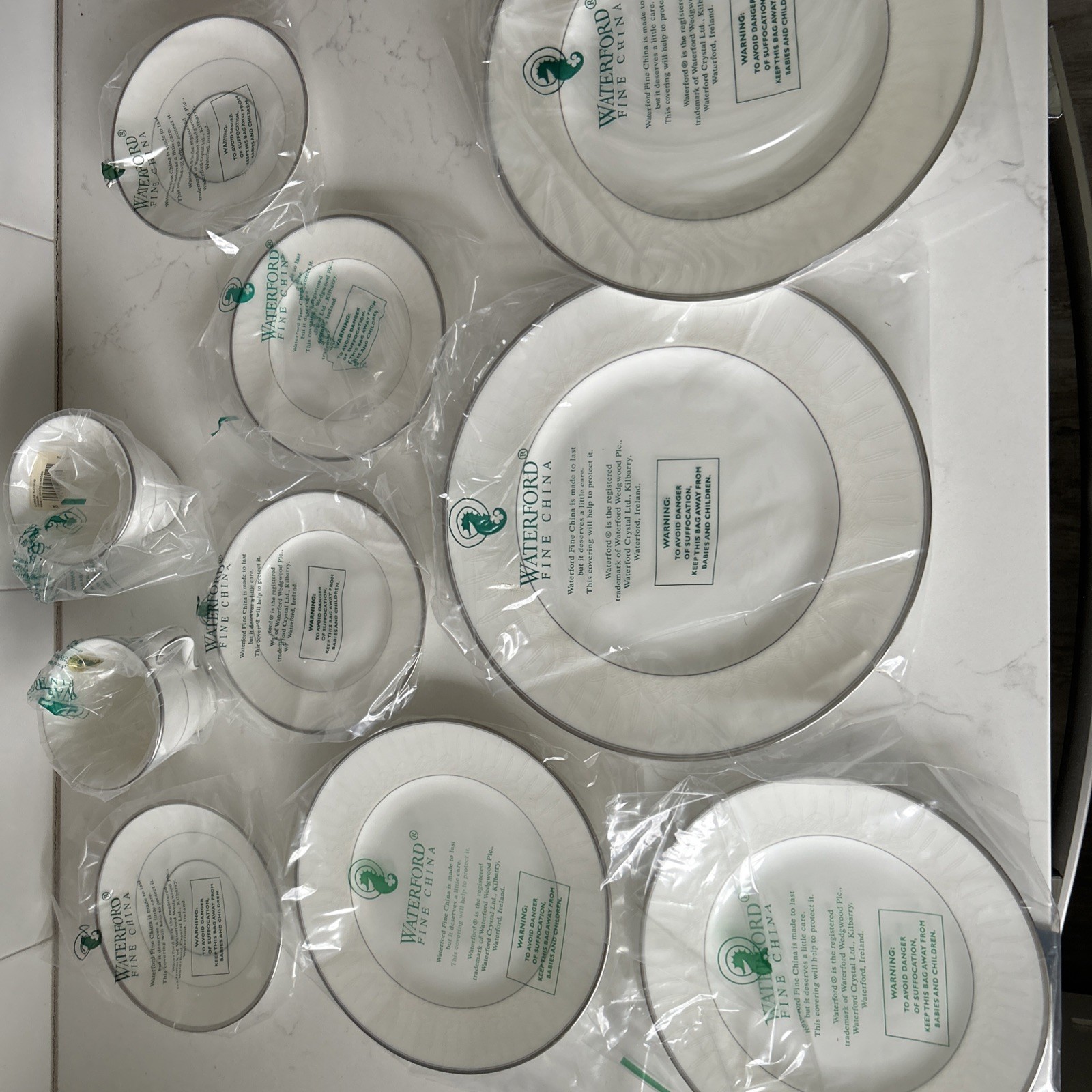 2 complete sets of Waterford Lismore Platinum China 5 Piece Place Setting