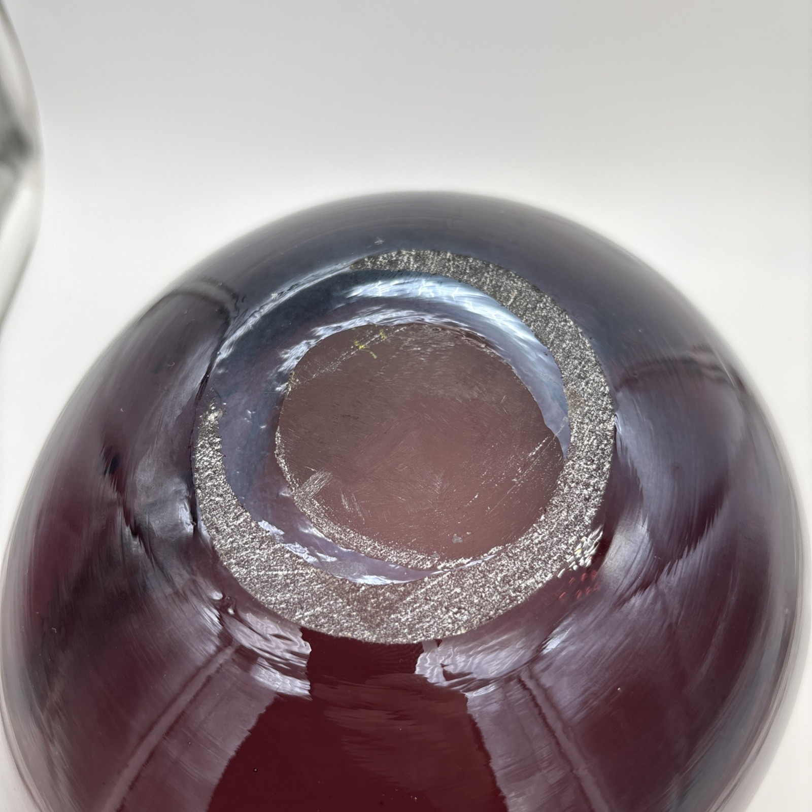 Vintage Amethyst Glass Large Mixing Bowl Hand Blown MCM Beautiful Purple