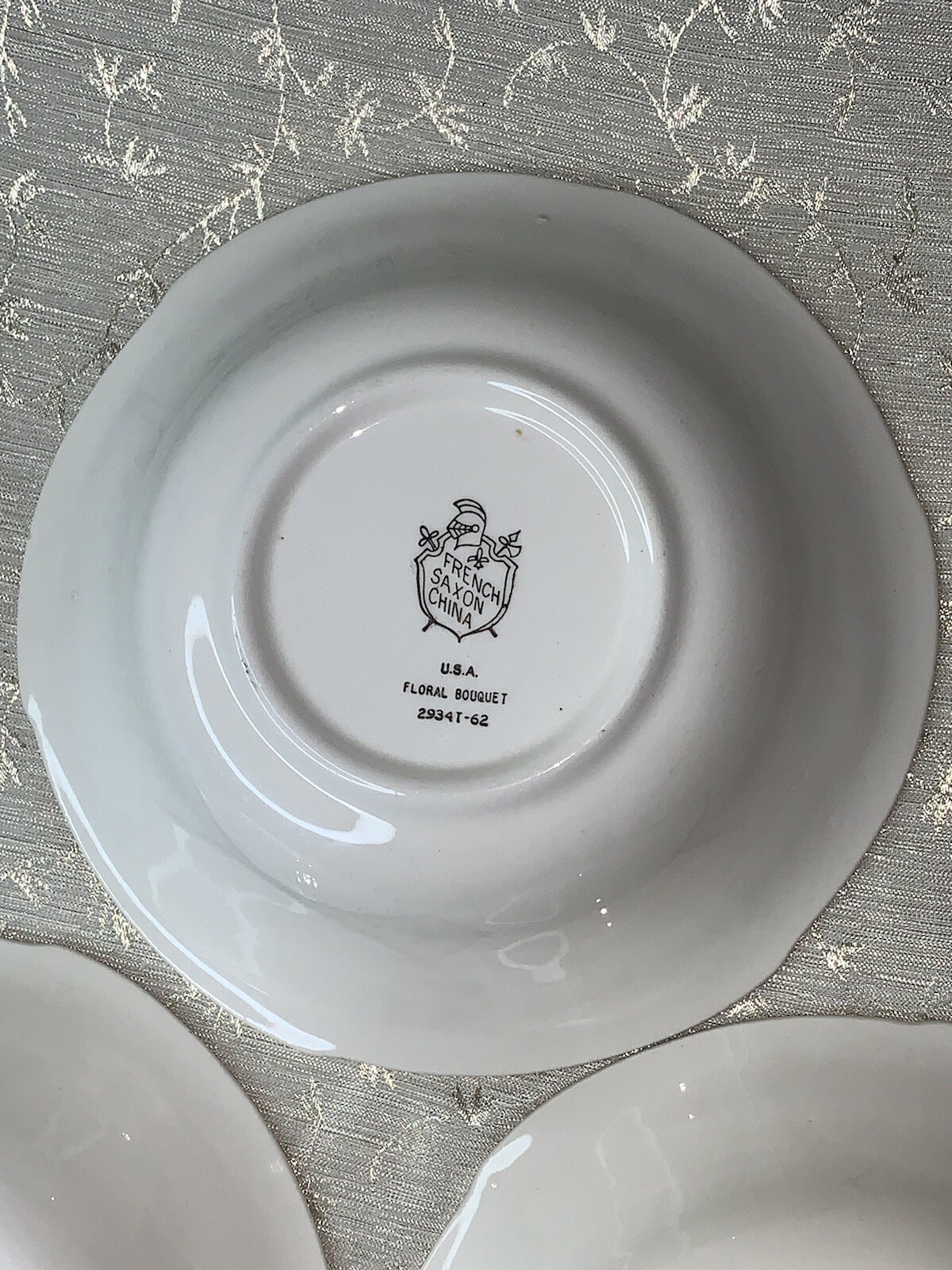 Vtg French Saxon China 6” Floral Bouquet Scalloped Embossed Edge Bowls Set Of 3