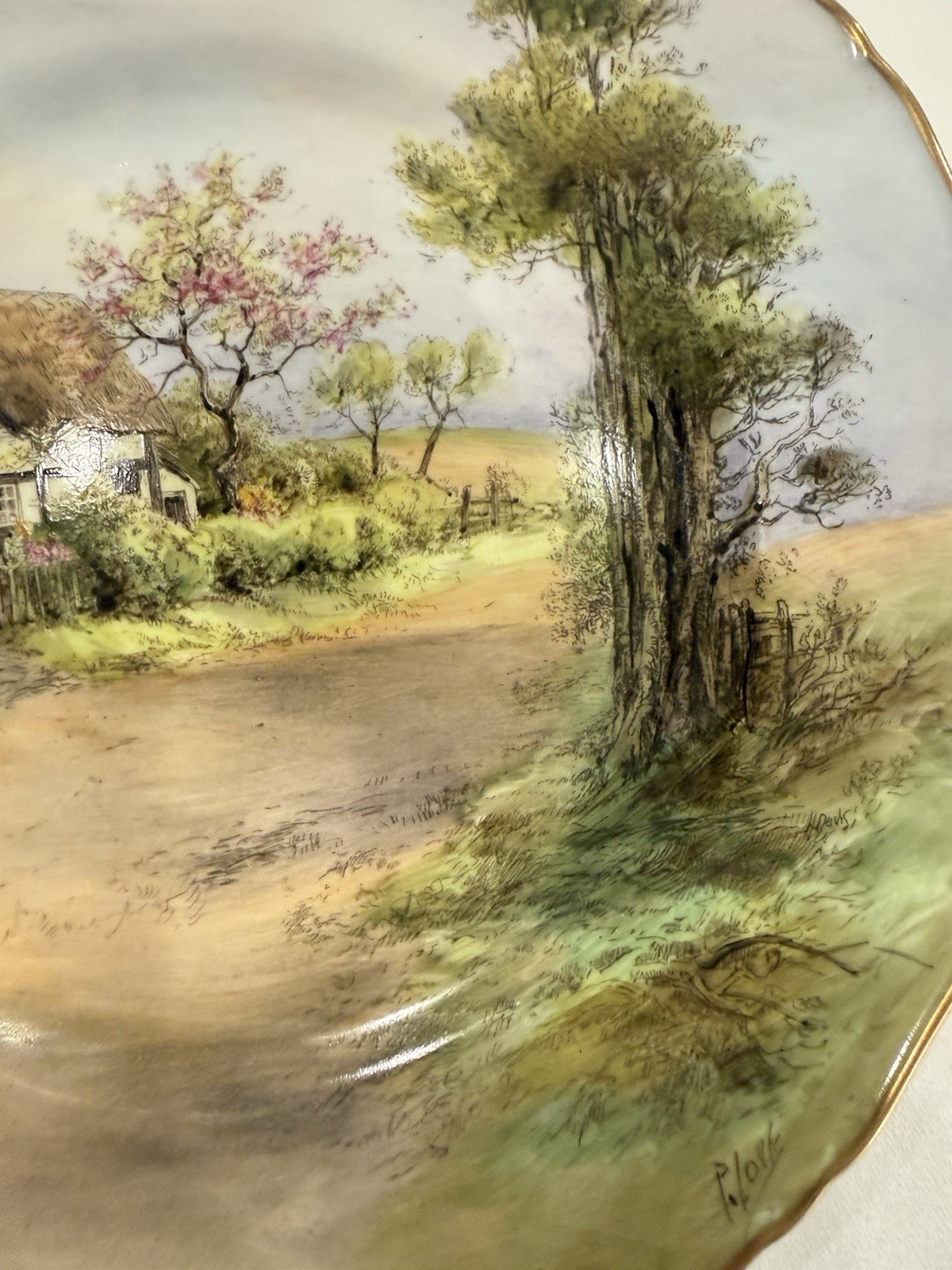 Pristine 1952 Royal Worcester Peter Love Signed Cabinet Plate Harvington 10.5″