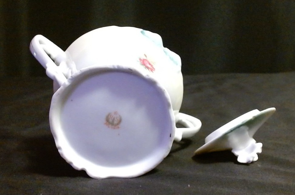 Antique RS Prussia Porcelain 4Pc Hostess Set Tankard, Biscuit Jar, Cream, Sugar