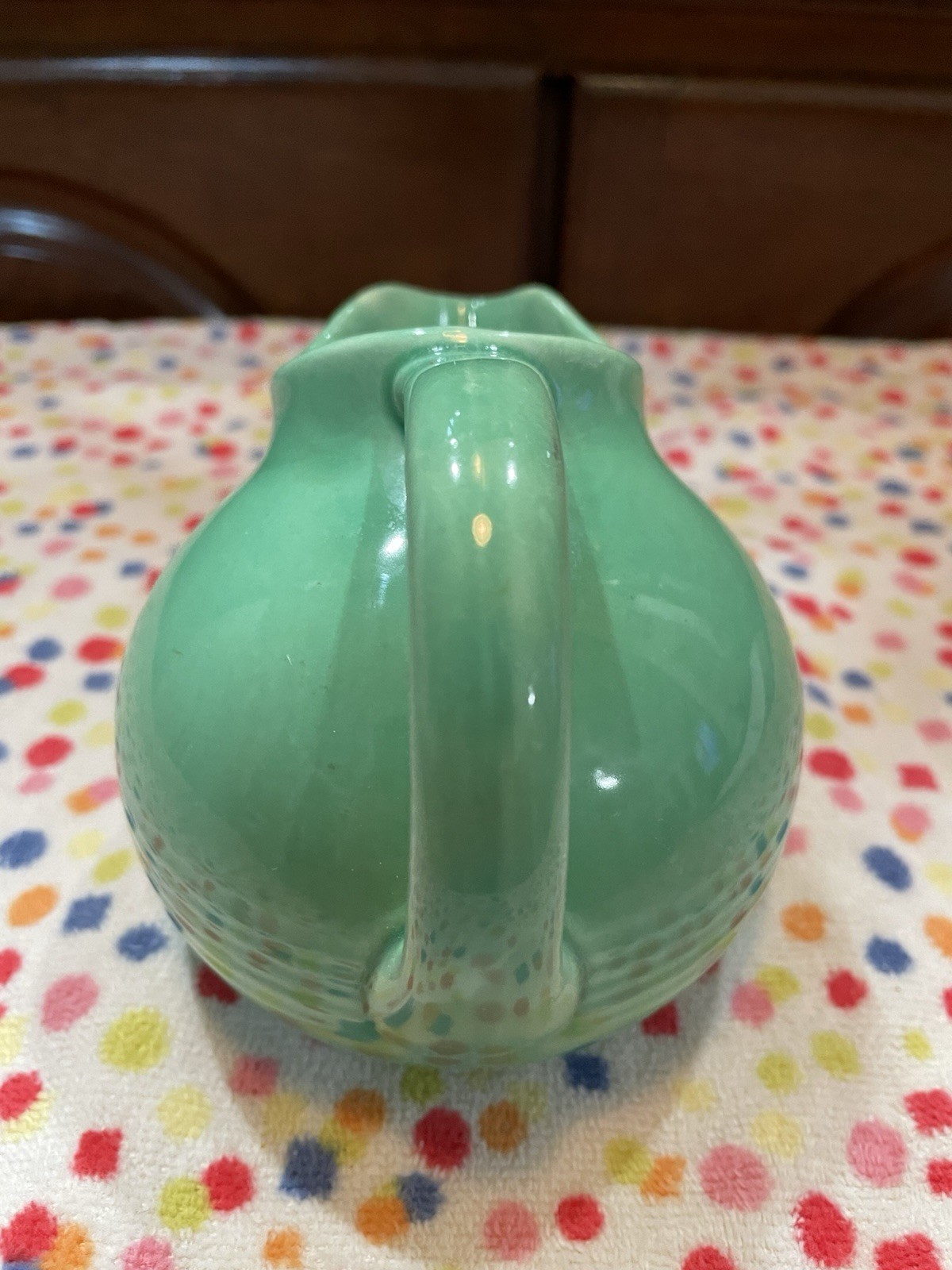 Homer Laughlin Harlequin Novelty Creamer Original Green Vintage HTF Free Ship