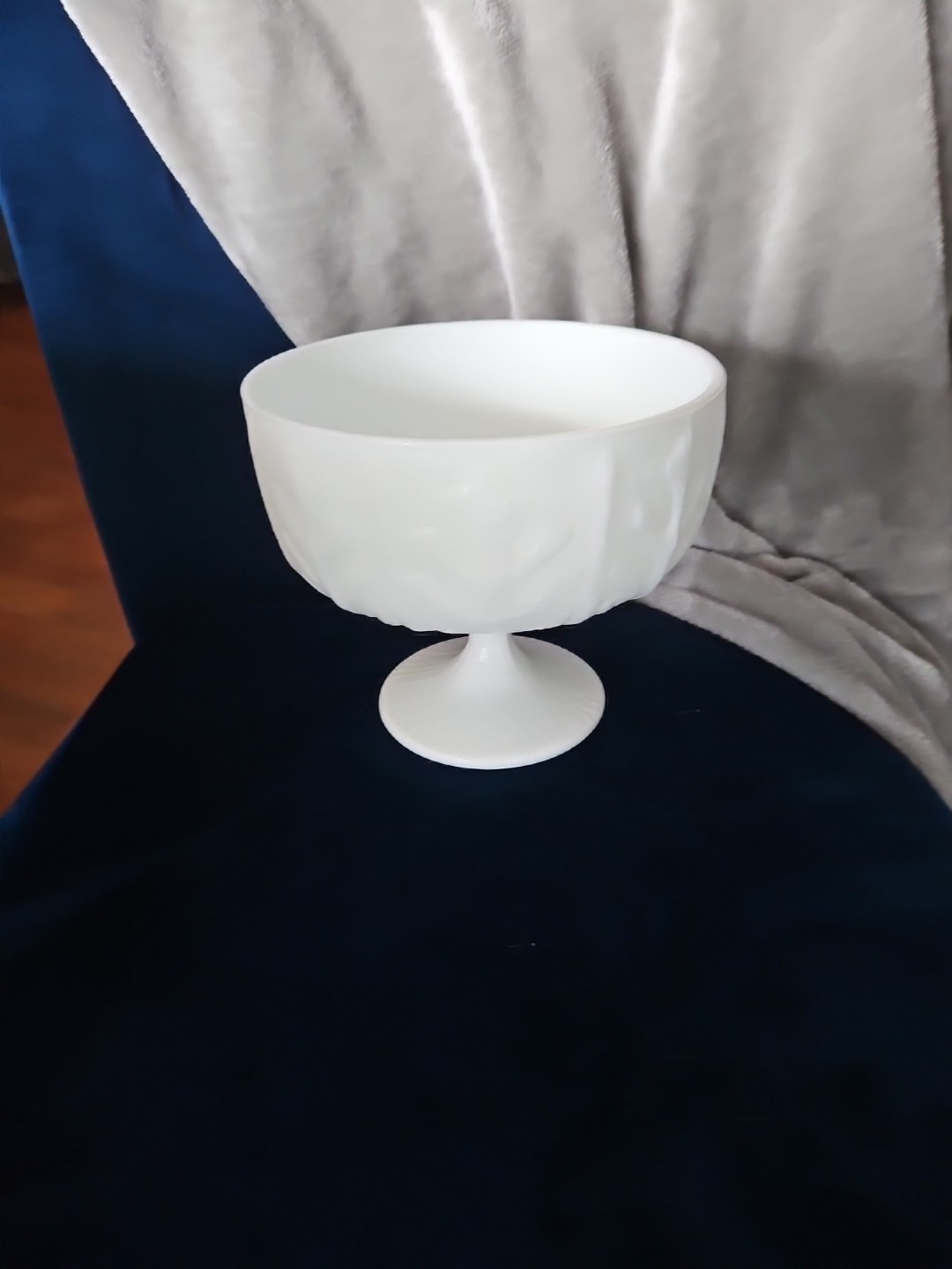 Vintage FTD 1975 Milk Glass Oak Leaf Compote Candy Dish 6” tall 5.5” diameter