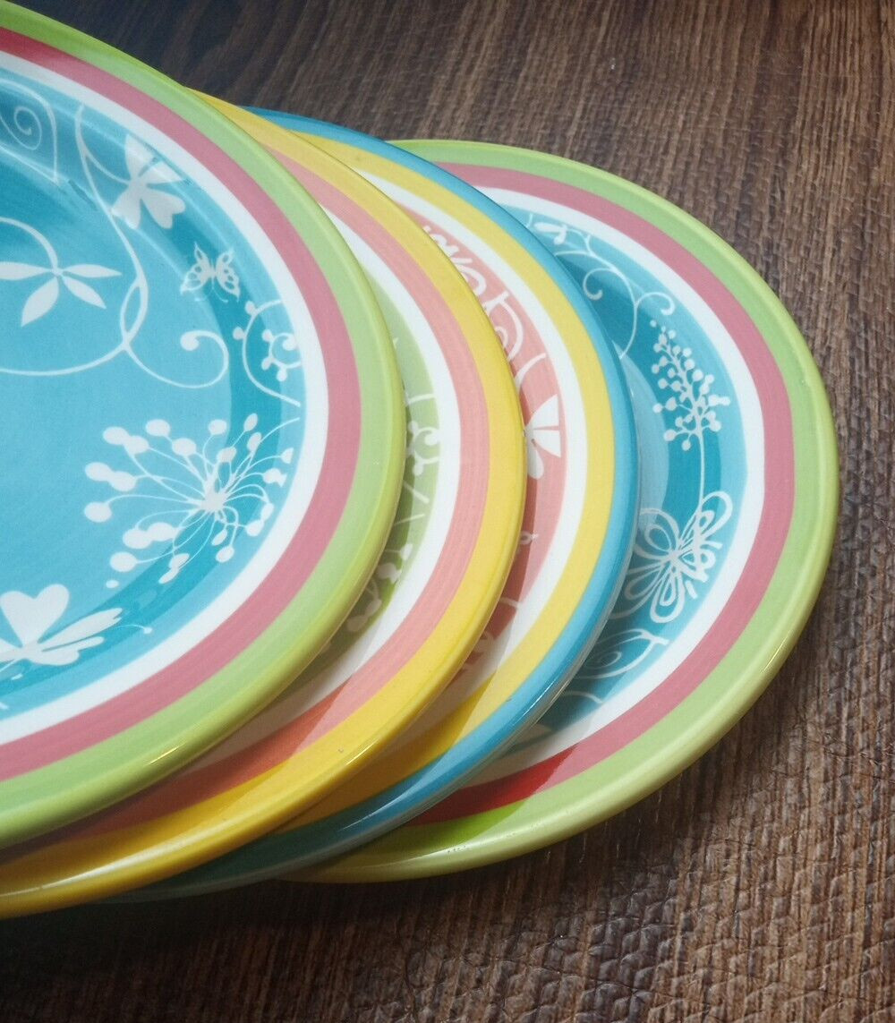 Euro Ceramica Salad Plates Multicolor 8.5” Ceramic set of 4