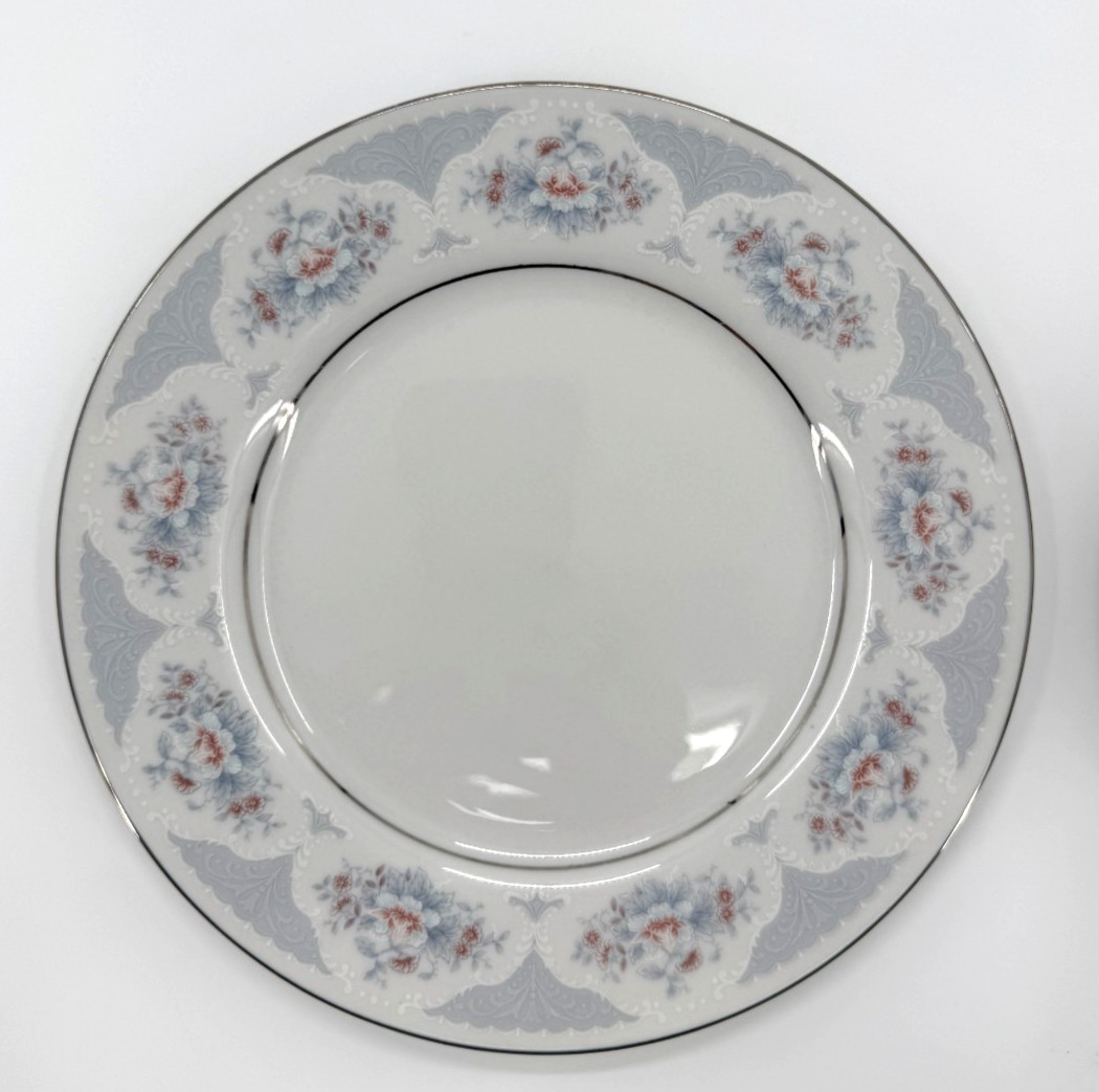 6 Silverie Fine China Sapphire Salad Plates 7.5″ Floral Discontinued Vintage