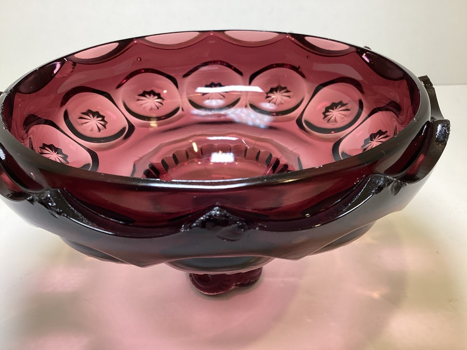 Vintage LE Smith Moon & Stars Amethyst Purple Glass Candy Dish LID ONLY *CHIPPED