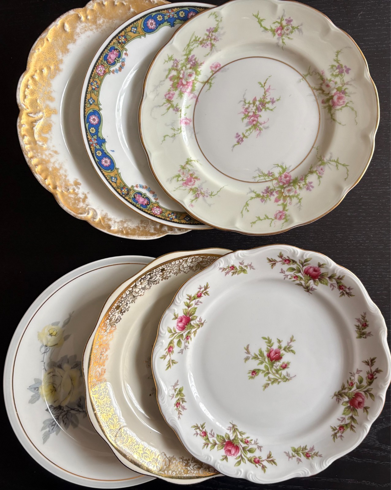 Vintage Mismatched Dessert or Salad Plates 7.25″-7.75″ Set of 6 Germany, France