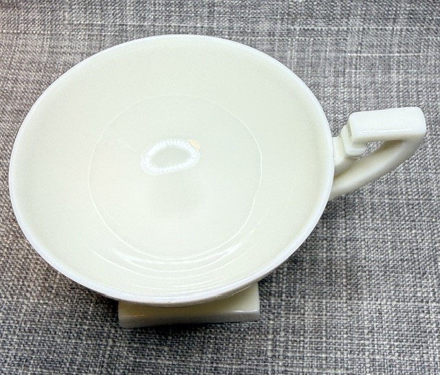 Lenox American Belleek Cup and Saucer Art Deco Style, Ivory Bone China