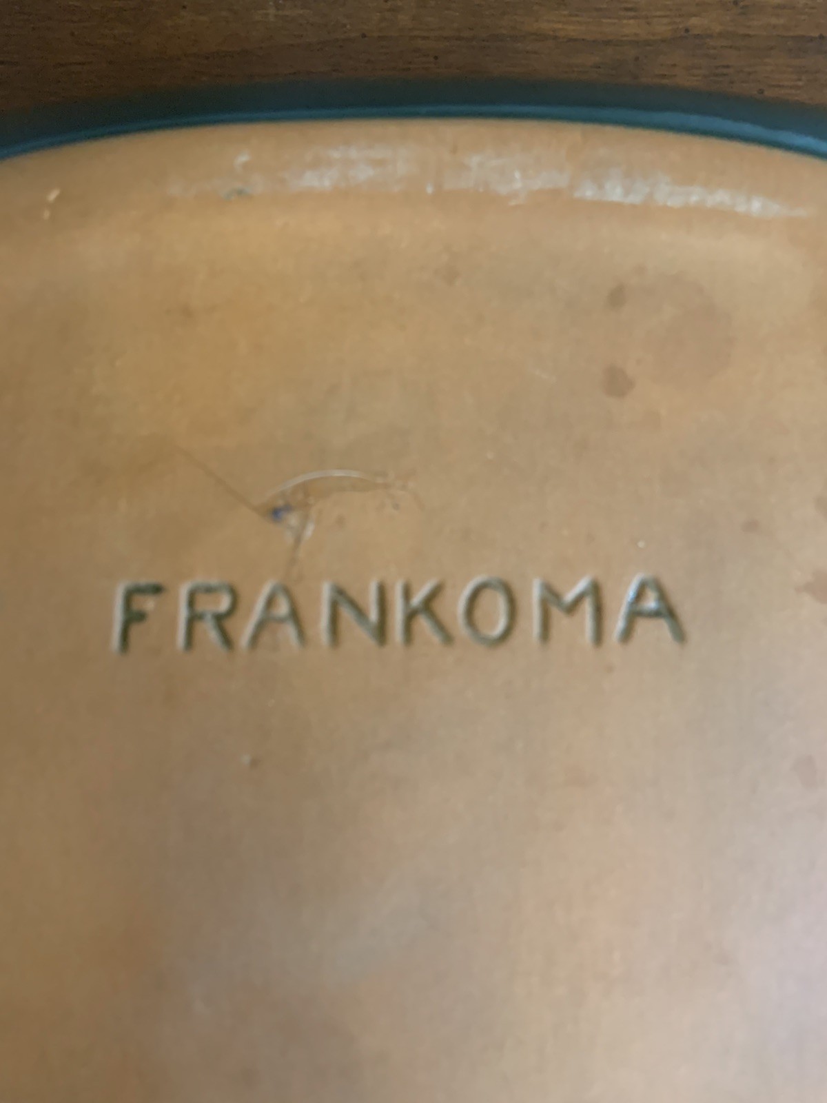 Vtg Frankoma Pottery Serving Salad Bowl Dish Dark Green 8.25x 8.25 x 2.25″