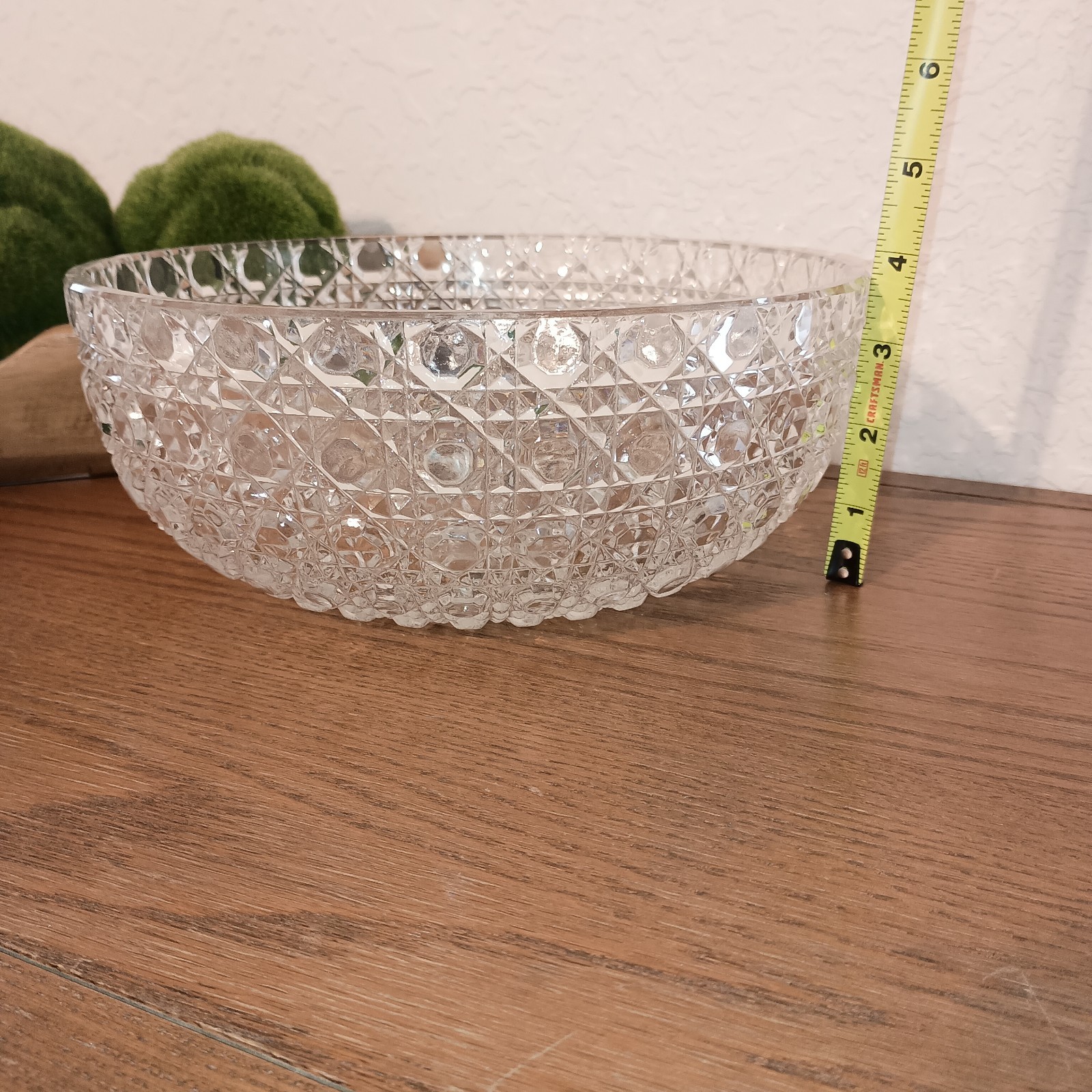 Federal Glass Windsor Clear 9 ¼” Serving Bowl Button And Cane Design Vintage