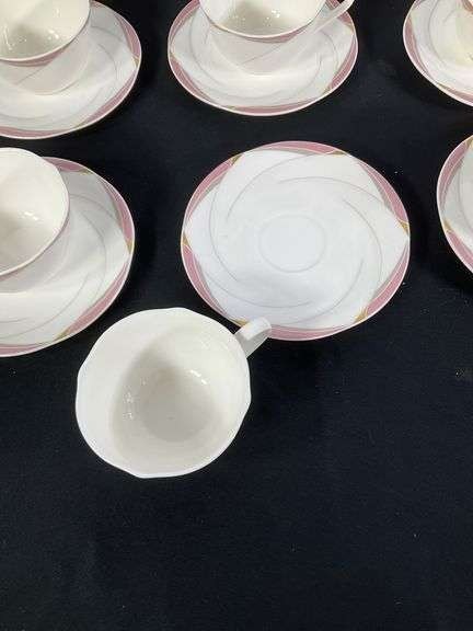 Twelve-Piece Noritake Bone China Tea Cup and Saucer Set, Japan