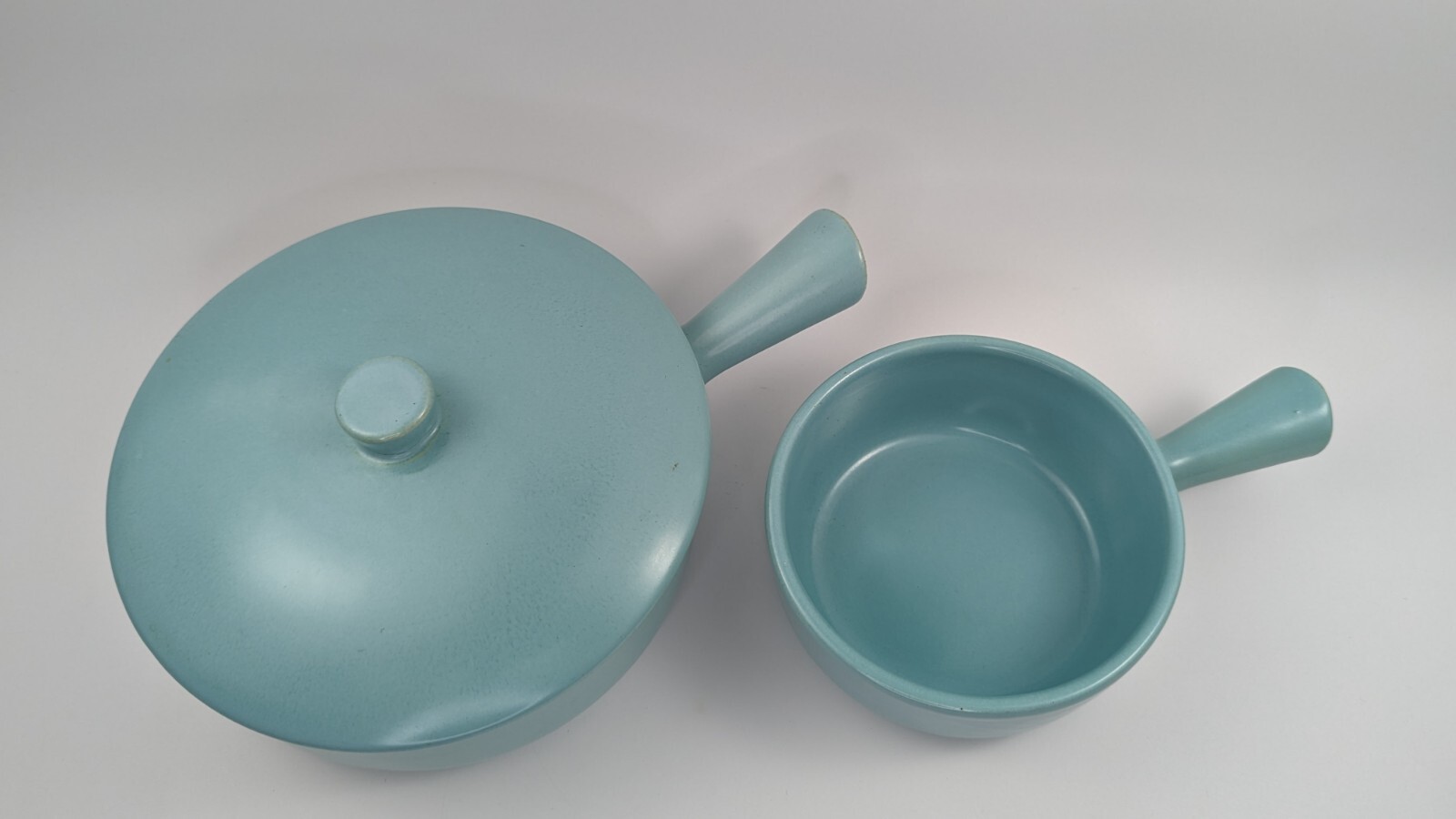 3 Piece Set – Mid Century Modern La Solana Art Pottery Blue Medium Casserole MCM