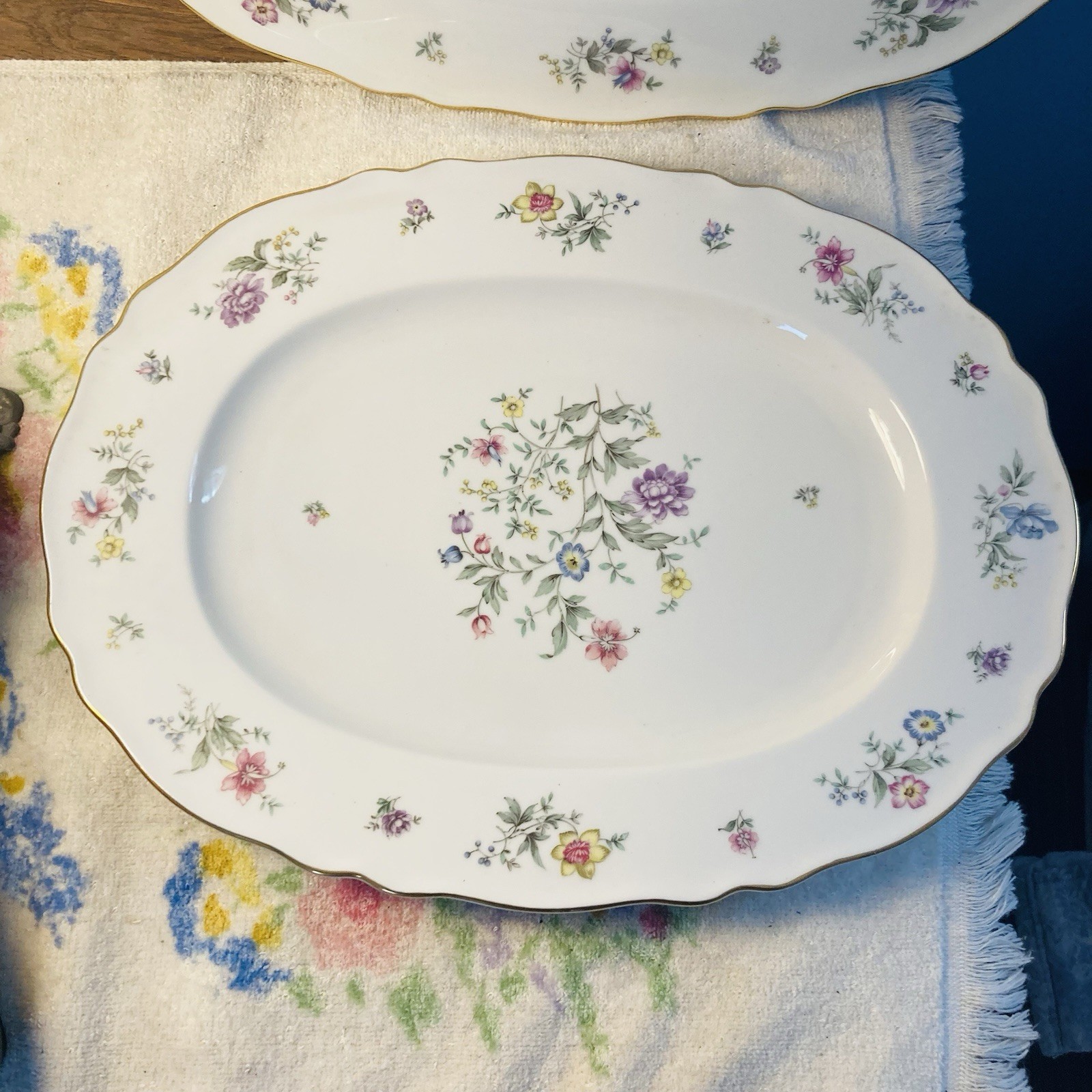 Vintage Krautheim Franconia Millefleurs-platter set 13.5” & 15.5” Beautiful