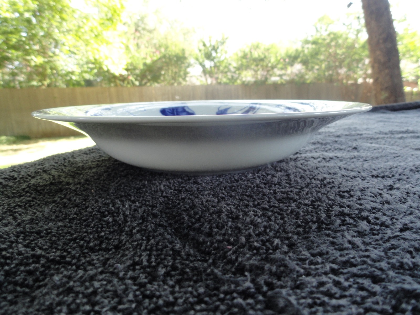 Williams Sonoma Ormonde Blue Fruit and Leaves Blue and White Rimmed Soup Bowl