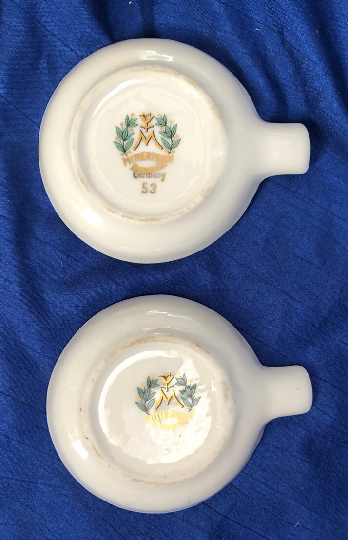 Mitterteich Bavaria Germany Set Of 2 Small Dishes Gold Accents Floral Pattern