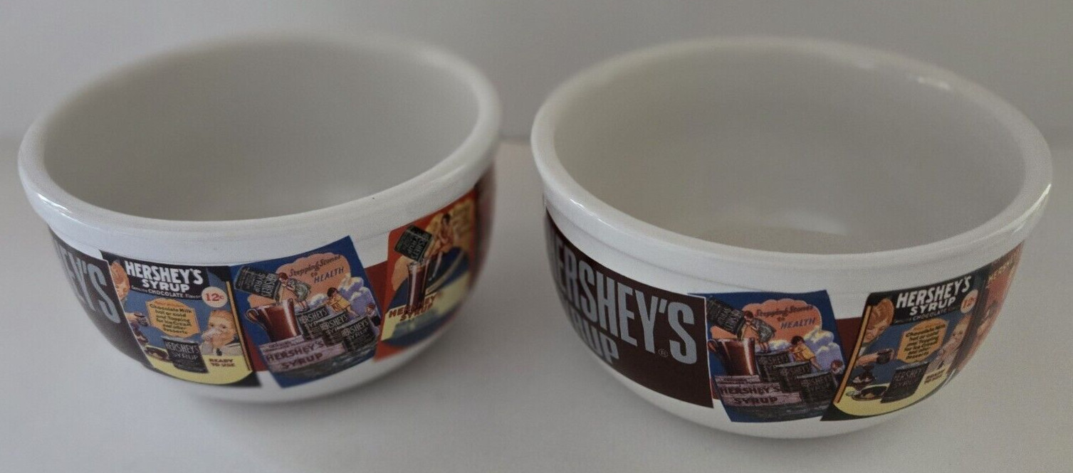 Houston Harvest Hershey’s Chocolate Syrup Ice Cream Bowls Ceramic Nostalgic