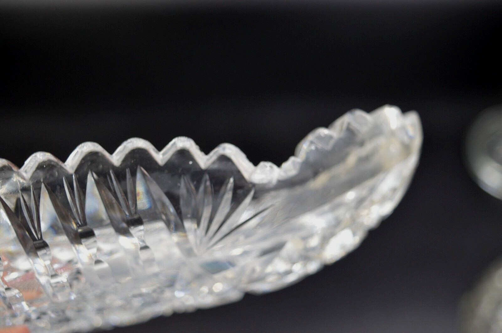Antique Brilliant ABP Deep Cut Crystal Glass Celery Plate Dish Saw Tooth 11”
