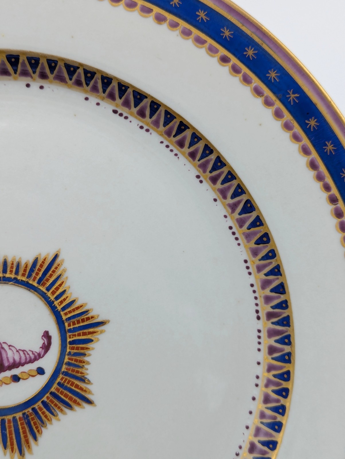 Antique English Regency Neoclassical Cornucopia Porcelain Plates 19th Century