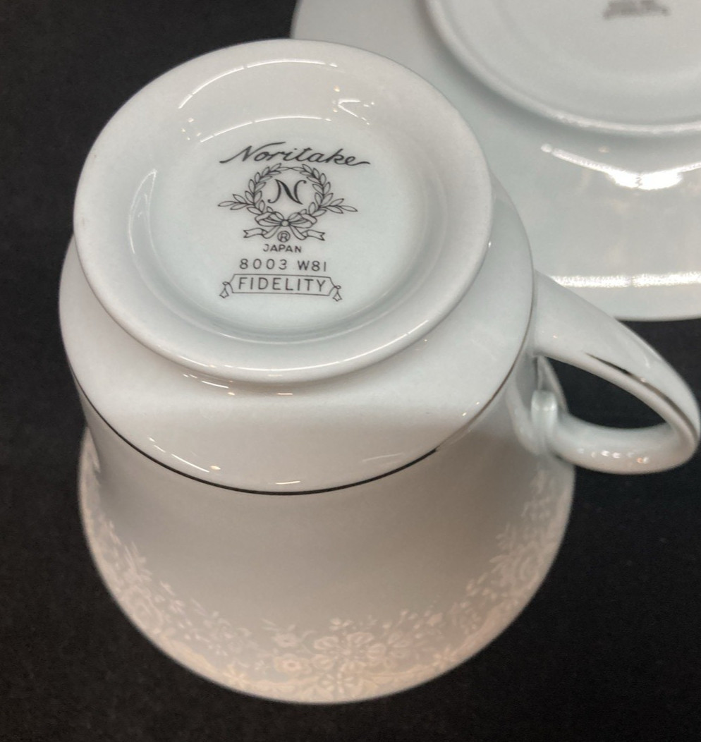 Noritake Fidelity 8003 Light Blue Cups & Saucers Set of 3