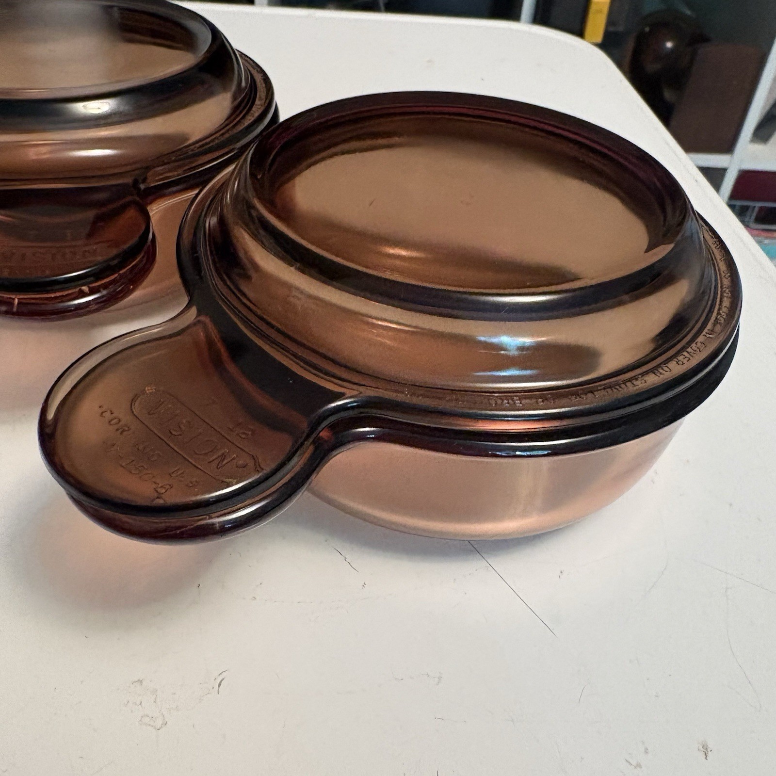 Set of 2 Corning Ware Visions Grab It Round Bowls V-150-B with P-150C Glass Lids