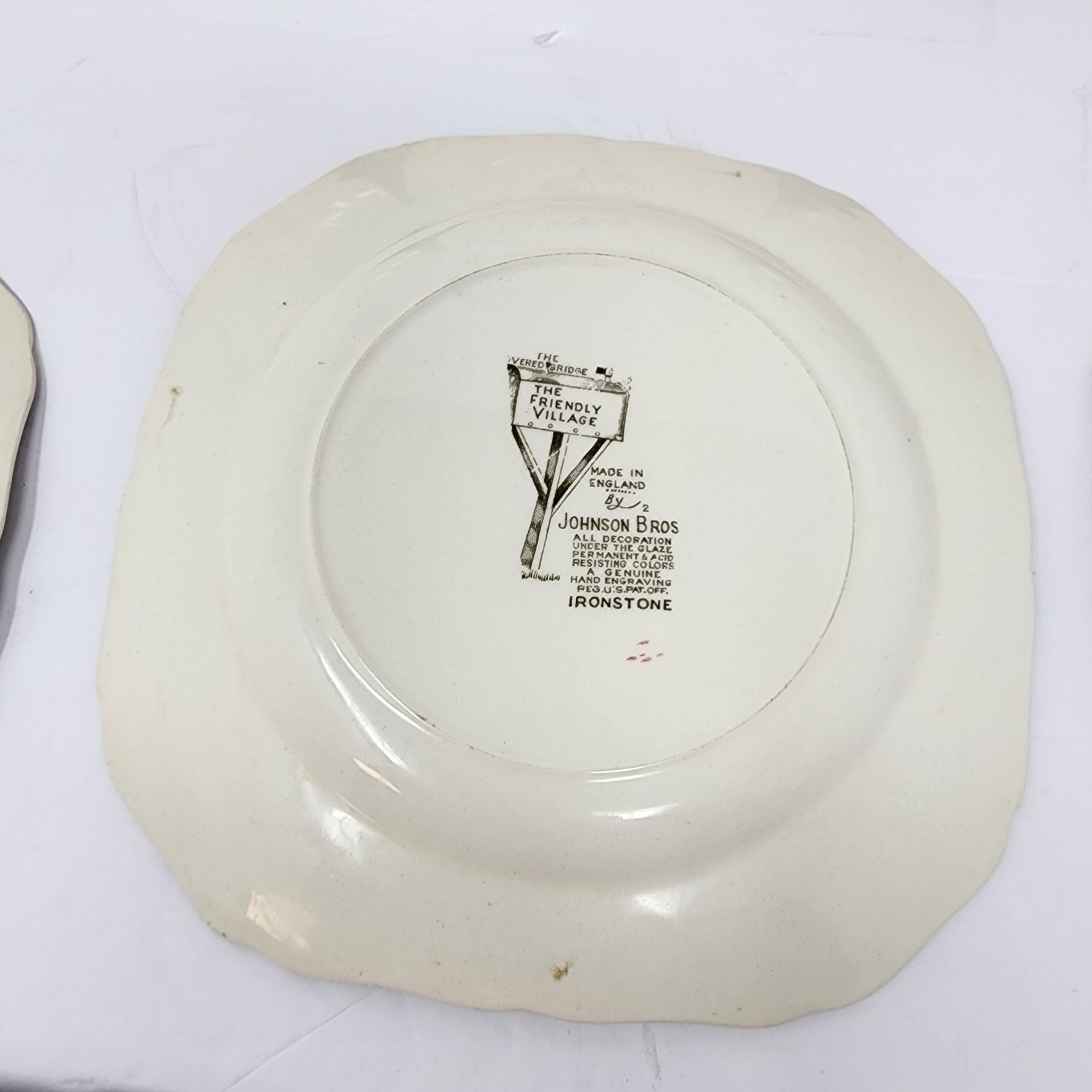 Friendly Village Johnson Brothers Covered Bridge Square Salad Dessert Plates Set