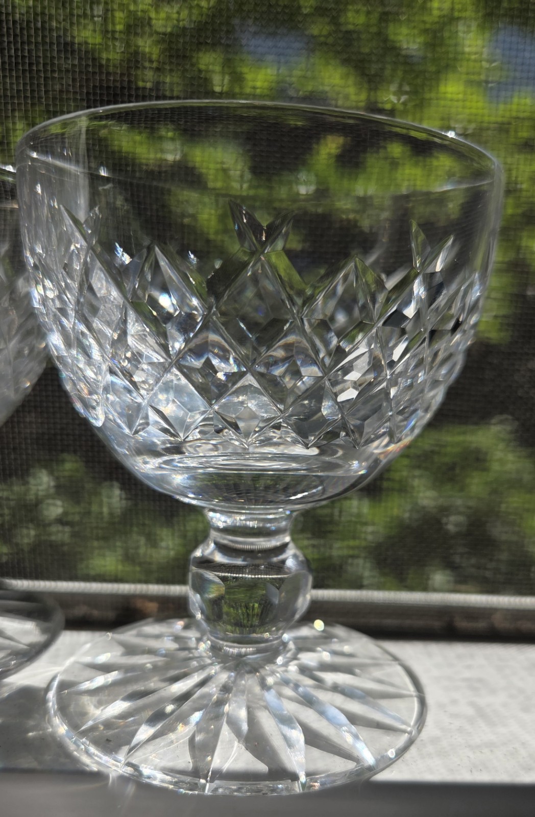Waterford Boyne Crystal Low Sherbert criss cross cut *SET OF 5* marked