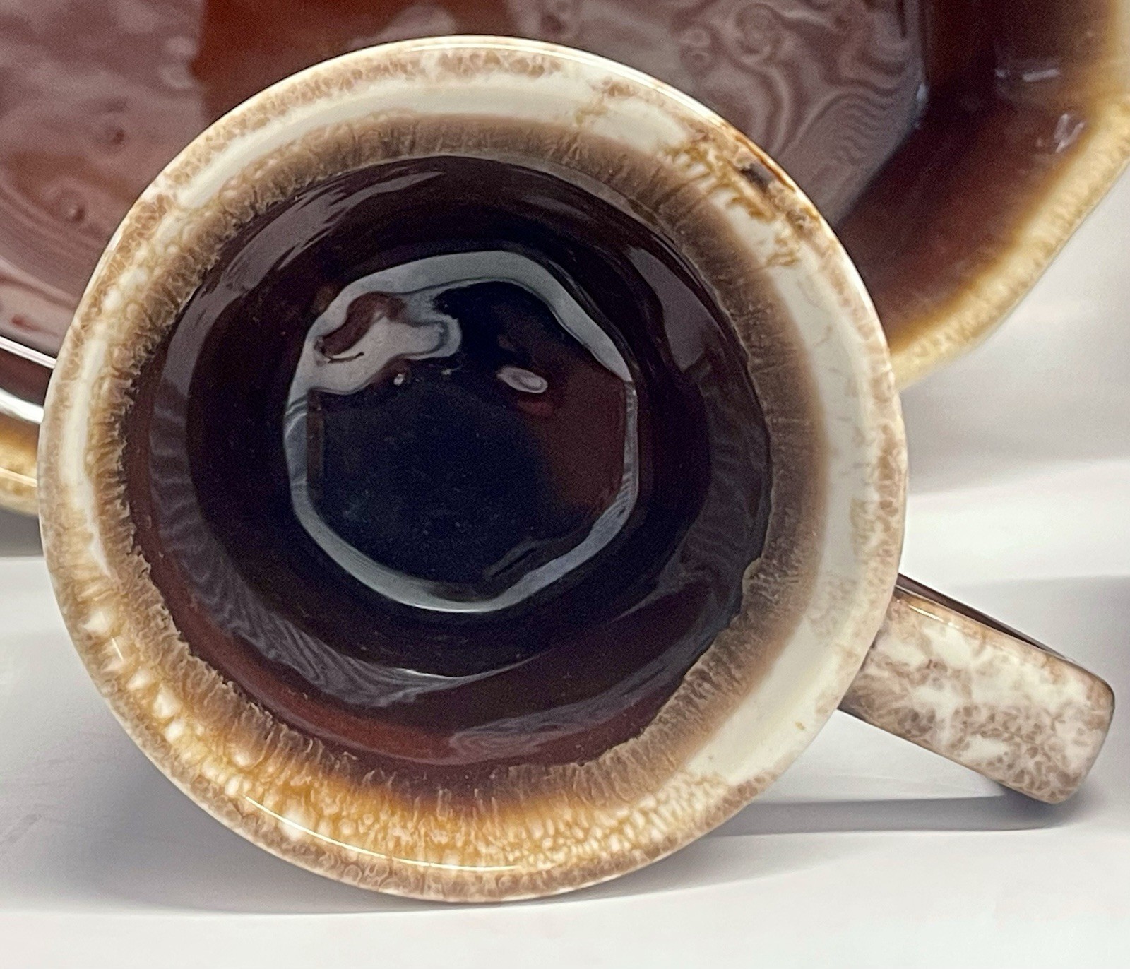 Vintage MCM Brown Drip Glaze Pottery Set Mugs Bowls Creamer USA Oven Proof