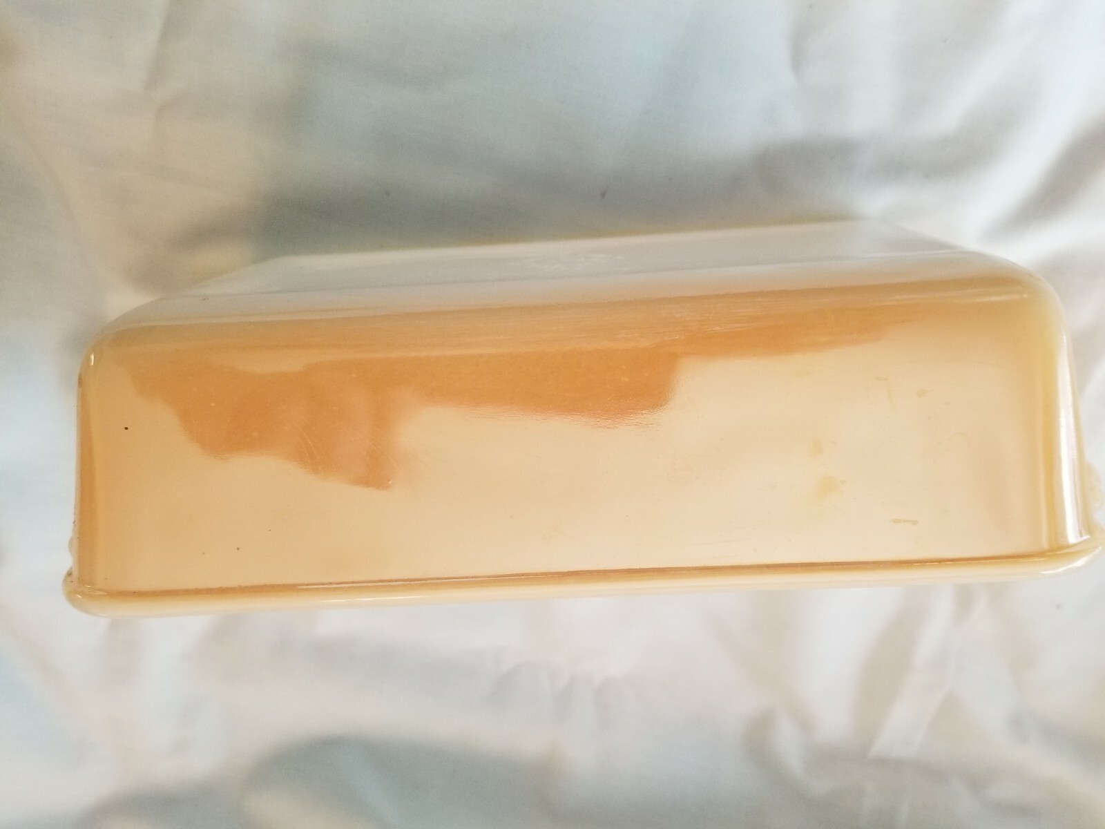 Fire King 1 Qt #409 Peach Lusterware Luster Lustre Loaf Pan iridescent