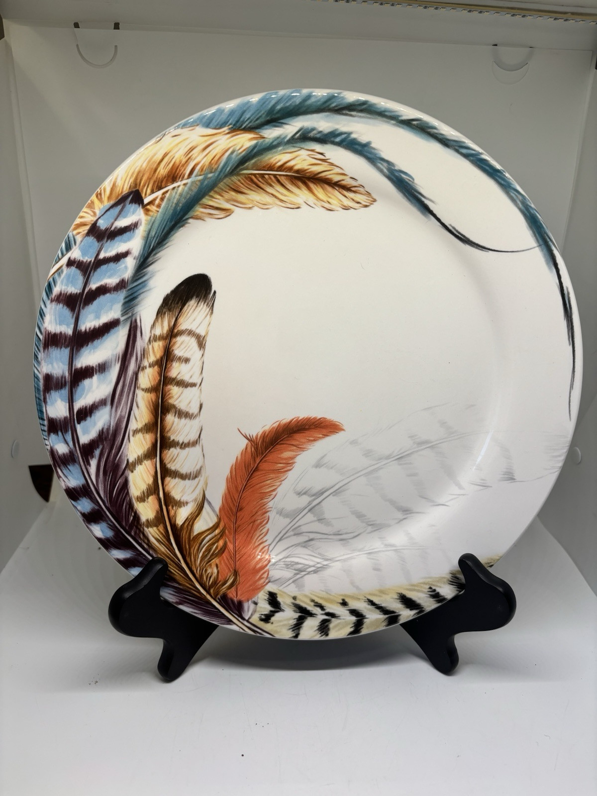 Pier 1 Feather Porcelain Dinner Plate 10.7in Discontinued