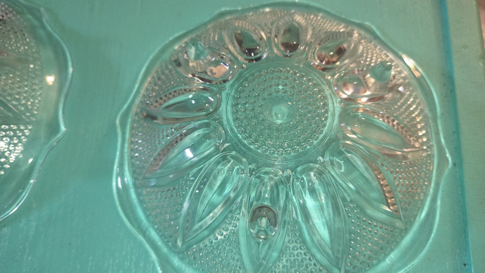 Set If 2. Clear Glass Footed Dish Bubble Design