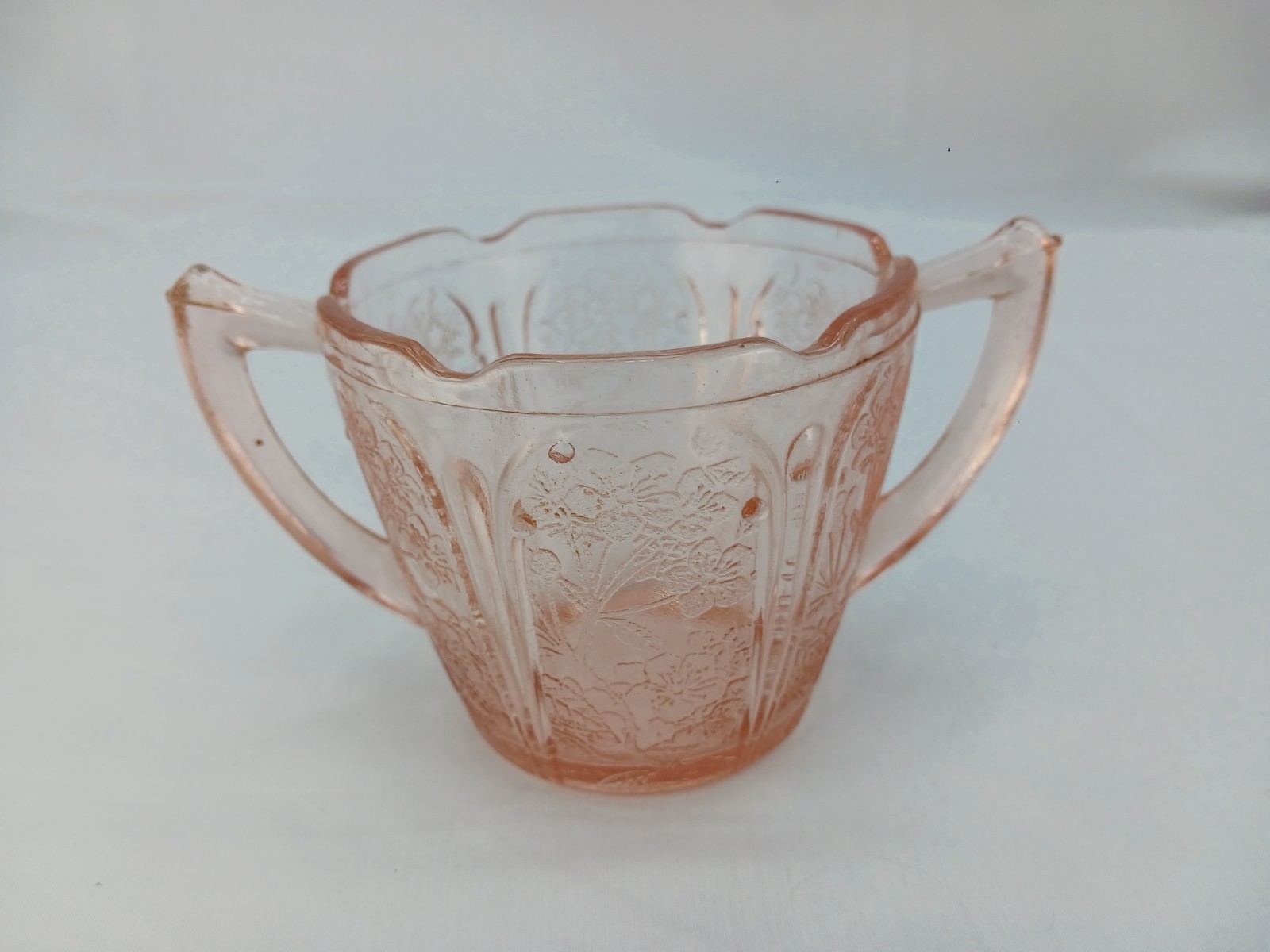Jeannette Cherry Blossom Pink Depression Glass Sugar Dish Excellent Condition
