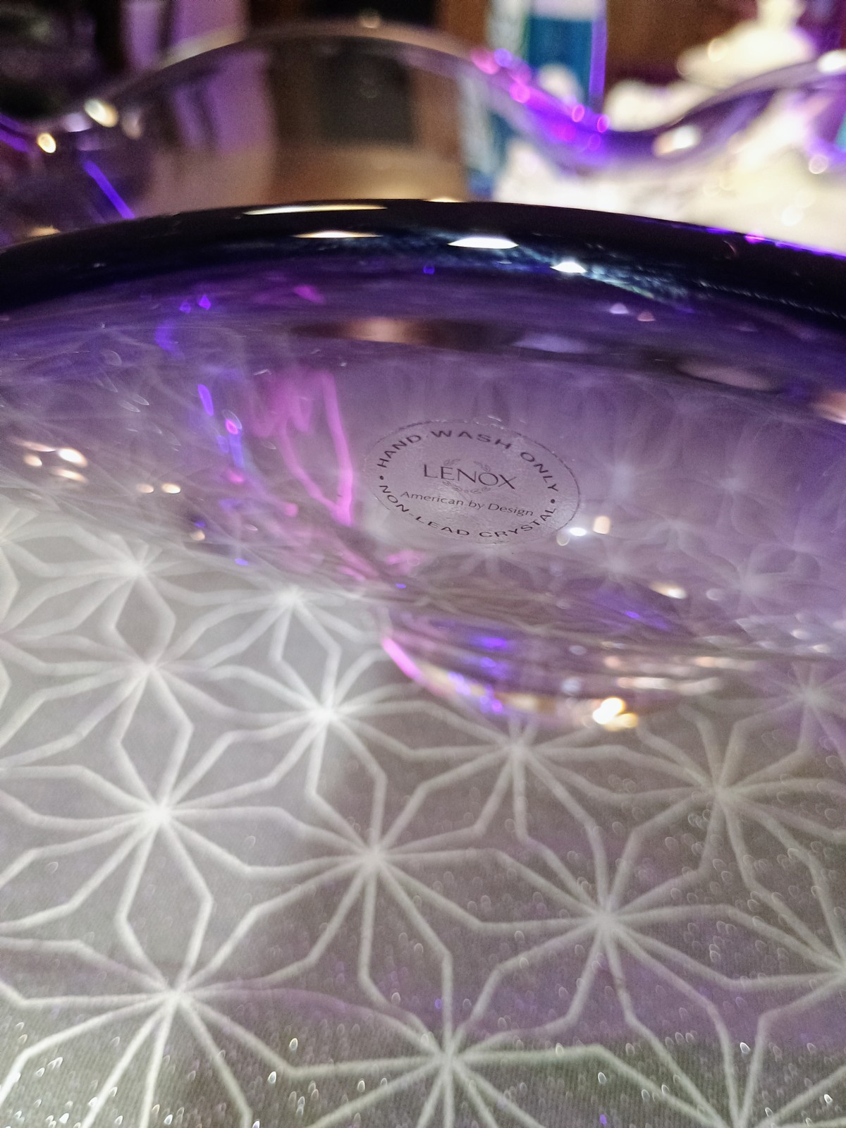 Lenox Purple Crystal Glass Ruffled Bowl 11 in Diameter With Original Sticker