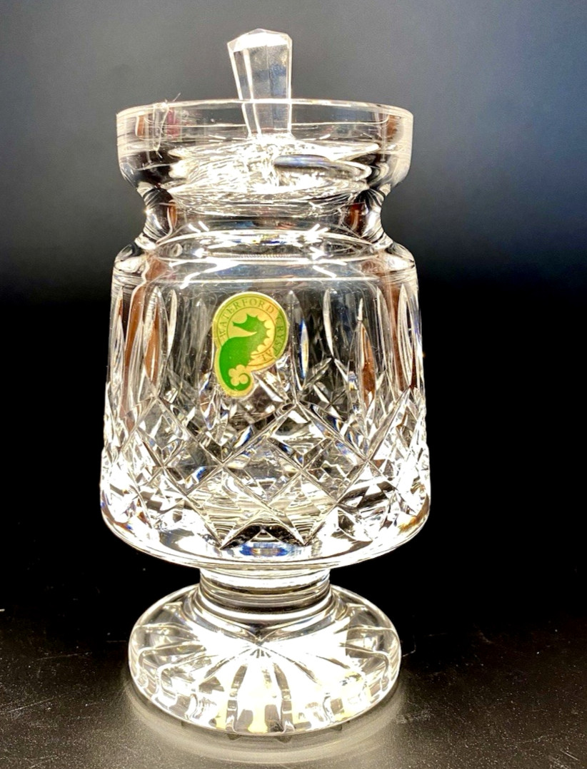 Waterford Lismore Lidded Jam Jelly Honey Mustard Footed Jar Lid Made in Ireland