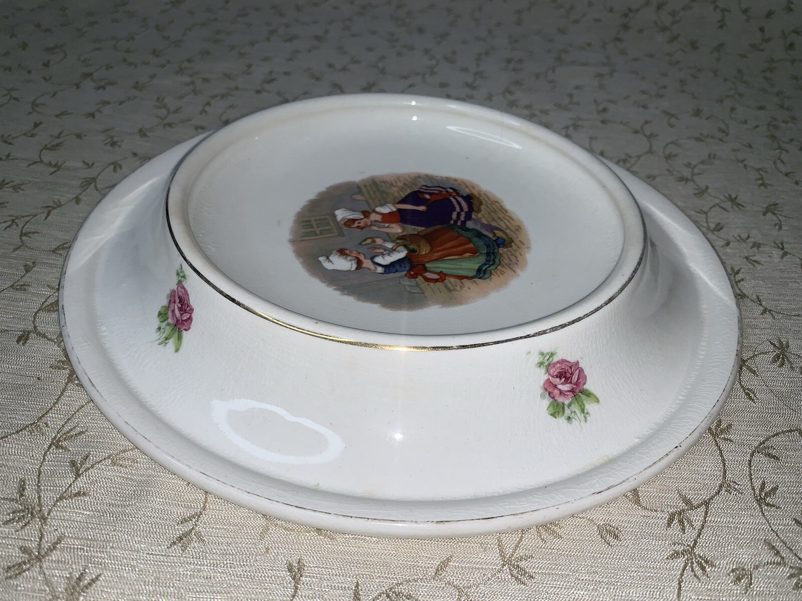 Antique Royal Baby Plate Bowl PAT. U.S. FEB 7, 1905 Two Dutch Girls Vintage