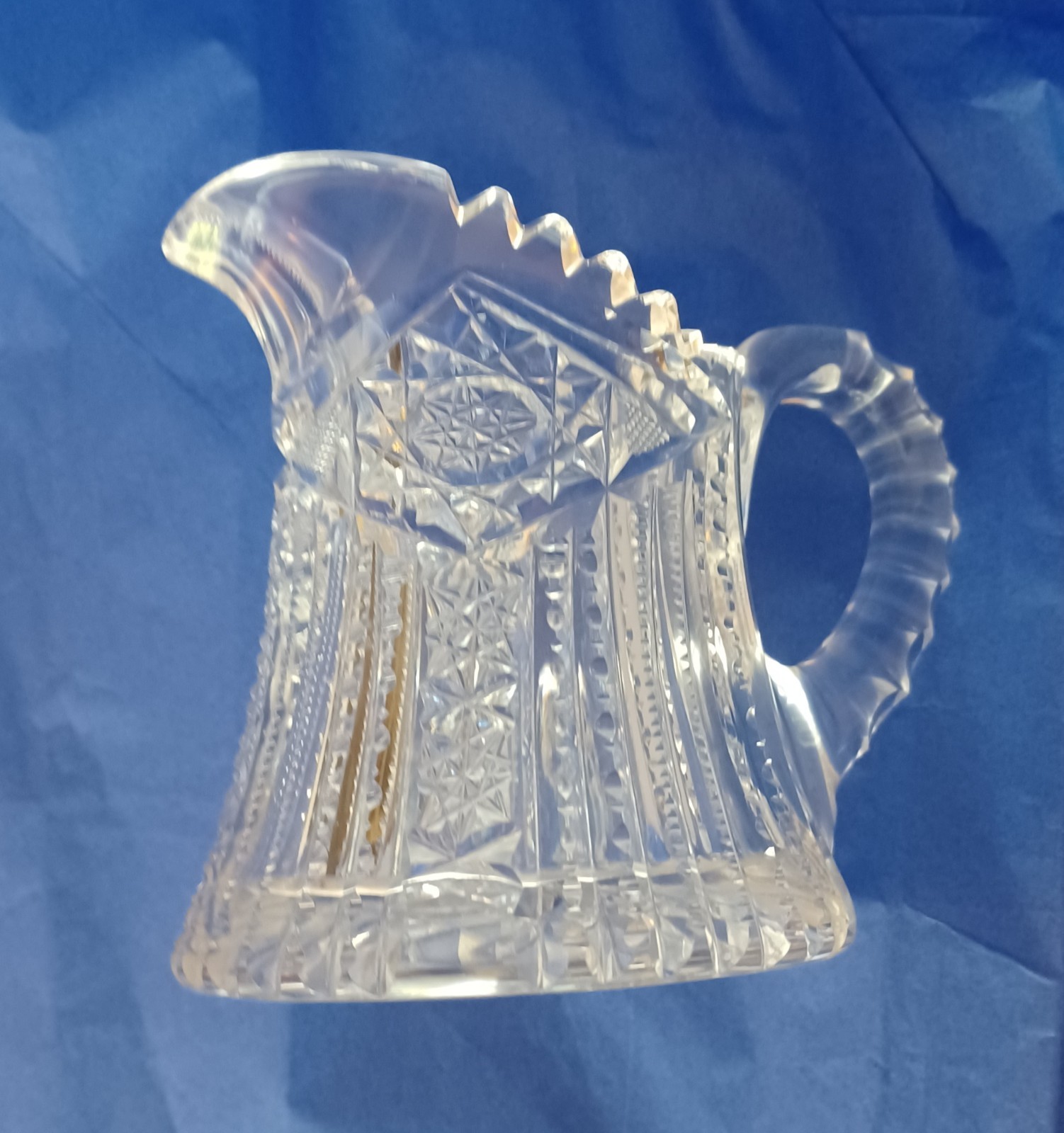 American Brilliant Cut Glass Pitcher- Crystal (4-4.5 in Tall)