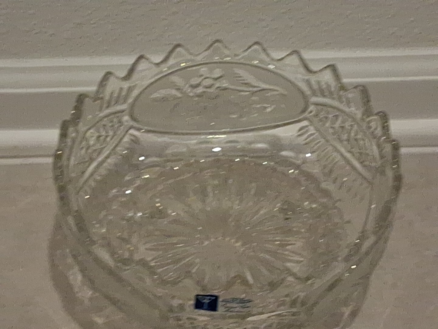 Stunning Vintage Lead Crystal Bowl Sawtooth Fruit Floral 5. 1 lbs – 8.5 inches