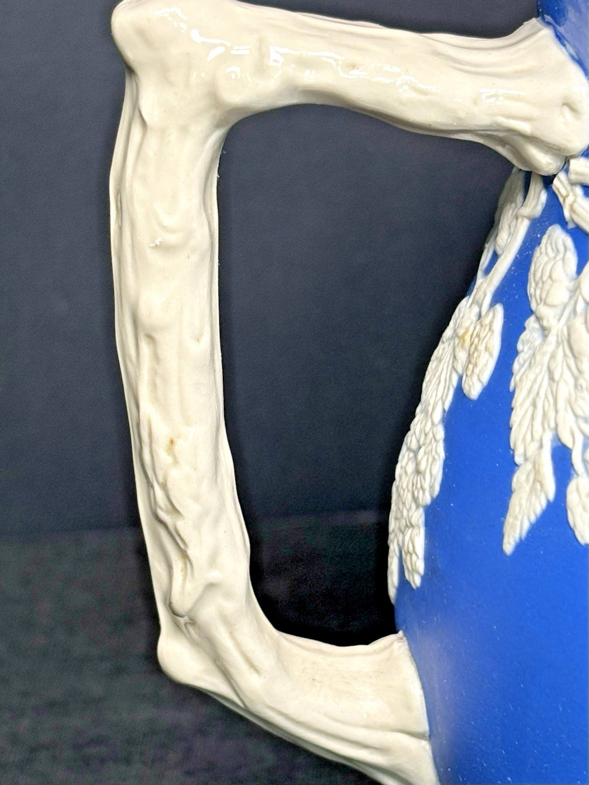 Antique Copeland Spode Pitcher-Parian Style Relief-Vines-Branch Handle-Tavern-EC