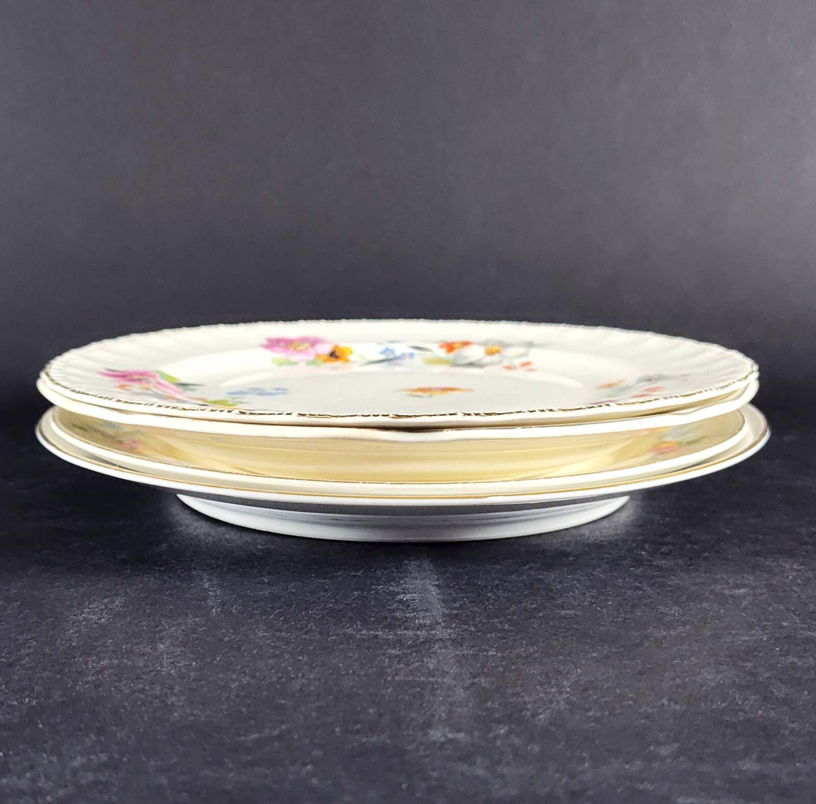 Vintage Mismatched China Salad Plates Gallery Wall Collection Chipped Set/4